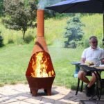 Sunnydaze 75" Mexican-Style Rust Patina Finish Steel Wood-Burning Chiminea with Grill Grate
