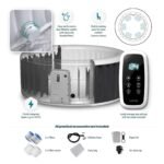 Wave Atlantic 6-Person Inflatable Hot Tub | Integrated Eco Heater | 130 Aquajet Massage System | Anti-Freeze Protection | Quick 15-Minute Setup | Gray Rattan