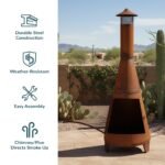 Sunnydaze 70" Rust Patina Finish Steel Wood-Burning Chiminea with Spark Screen