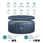 Wave Atlantic 6-Person Inflatable Hot Tub | Integrated Eco Heater | 130 Aquajet Massage System | Anti-Freeze Protection | Quick 15-Minute Setup | Gray Rattan