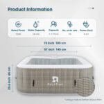 RELXTIME Inflatable Outdoor Hot Tub for 6 Person Square Spa with 120 Bubble Jets, Filter Cartridges