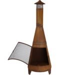 Sunnydaze 70" Rust Patina Finish Steel Wood-Burning Chiminea with Spark Screen