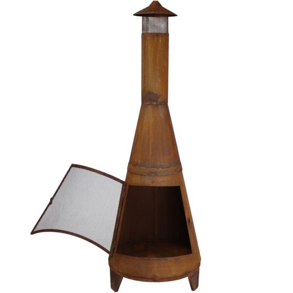 Sunnydaze 70" Rust Patina Finish Steel Wood-Burning Chiminea with Spark Screen