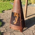 Sunnydaze 70" Rust Patina Finish Steel Wood-Burning Chiminea with Spark Screen