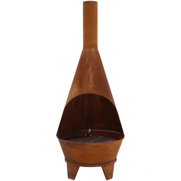 Sunnydaze 75" Mexican-Style Rust Patina Finish Steel Wood-Burning Chiminea with Grill Grate