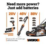 Worx Nitro WG760 40V 21" Cordless Self-Propelled Lawn Mower with Brushless Motor (Batteries & Charger Included)
