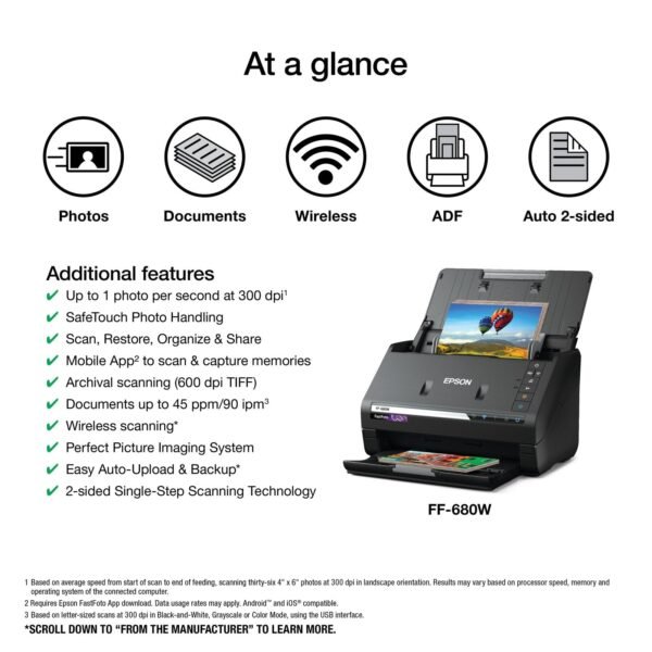 Epson FastFoto FF-680W Wireless High-speed Photo and Document Scanning System