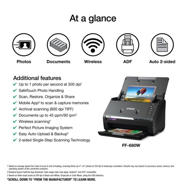 Epson FastFoto FF-680W Wireless High-speed Photo and Document Scanning System