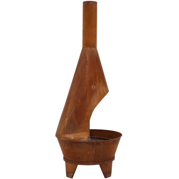 Sunnydaze 75" Mexican-Style Rust Patina Finish Steel Wood-Burning Chiminea with Grill Grate