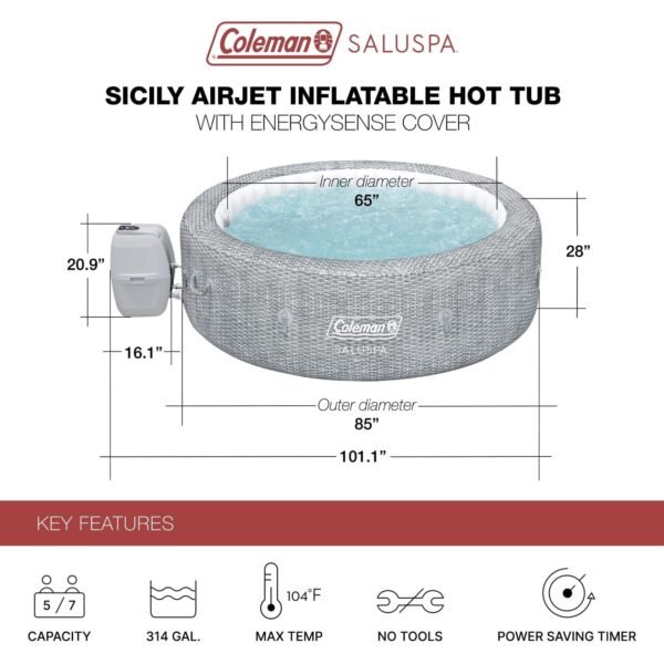 Coleman Sicily AirJet Inflatable Hot Tub w/ Cover w/ Pump #P09144