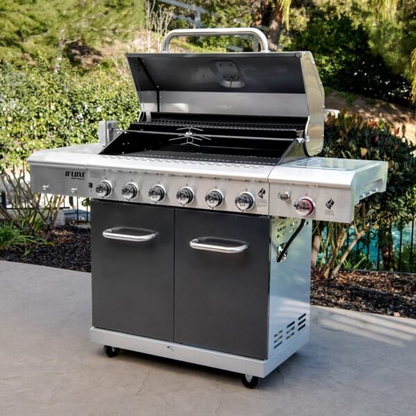 Nexgrill Deluxe 6-Burner Propane Gas Grill with Ceramic Searing Side Burner, Rotisserie Kit, 60,000 BTUs Output, and Stainless Steel Control Panel, BBQ Grill Perfect for Outdoor Gatherings 720-0896B