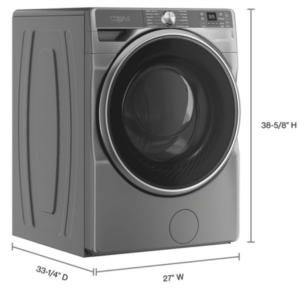 Whirlpool WFW6720RR, 27-Inch, 5.0 cu. ft. Smart Front Load Washer,  FreshFlow Vent System, Silver