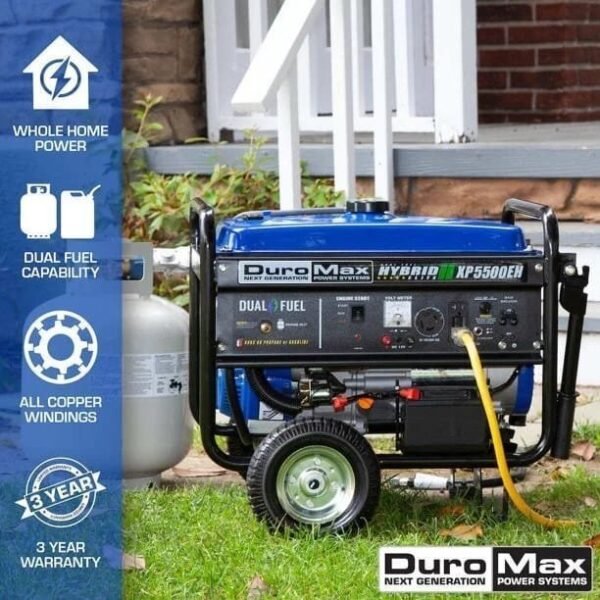 DuroMax XP5500EH 5,500 Watt Portable Dual Fuel Gas Propane Powered Generator