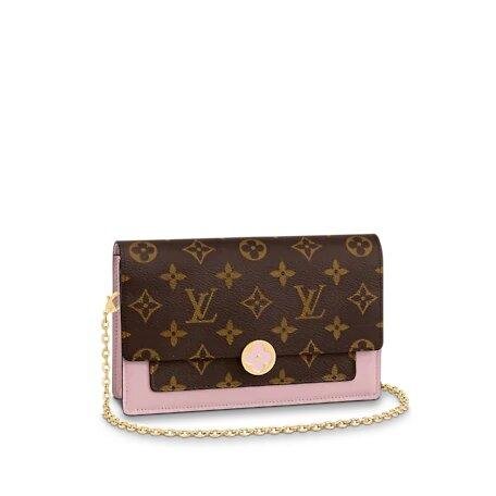 Louis Vuitton FLORE CHAIN WALLET Rose Ballerine Pink