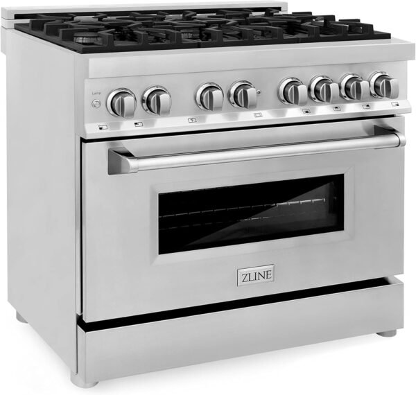 ZLINE 36 in. 4.6 cu. ft. Legacy Dual Fuel Range with 6 Burner Gas Cooktop and Electric Convection Oven in Stainless Steel (RA36)