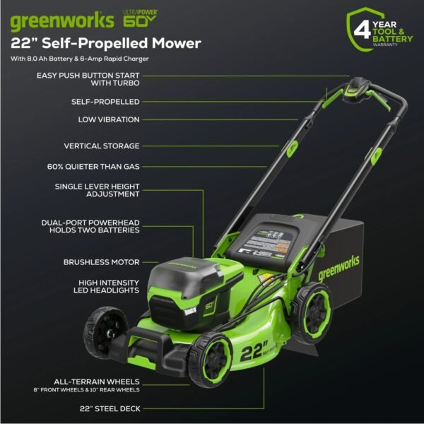 Greenworks Pro 60V 22″ Cordless Self-Propelled Push Lawn Mower – XportStore
