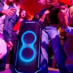 JBL Partybox Ultimate – Multi Purpose Party Speaker, with Wi-fi & Bluetooth Connectivity, Wireless, Lightshow, IPx4 Slashproof, Dual Mic & Guitar Inputs, Handle & Sturdy Wheels, Black