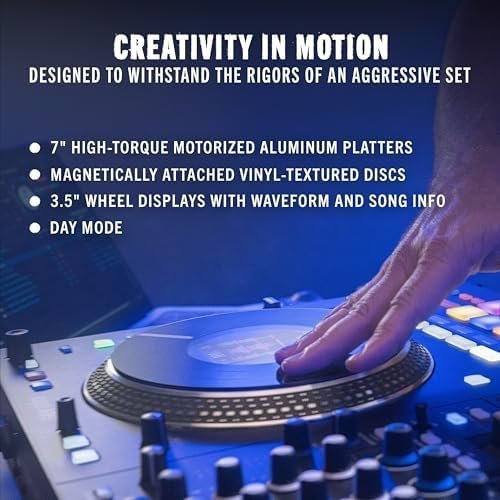 Rane PERFORMER 4-Channel Motorized DJ Controller, 7″ Platters with Displays, Precision Feel Faders, Stem Split, Advanced FX, Serato DJ Pro Included