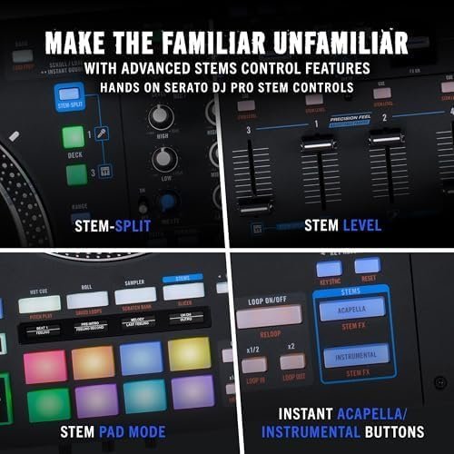 Rane PERFORMER 4-Channel Motorized DJ Controller, 7″ Platters with Displays, Precision Feel Faders, Stem Split, Advanced FX, Serato DJ Pro Included