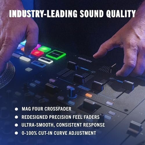 Rane PERFORMER 4-Channel Motorized DJ Controller, 7″ Platters with Displays, Precision Feel Faders, Stem Split, Advanced FX, Serato DJ Pro Included