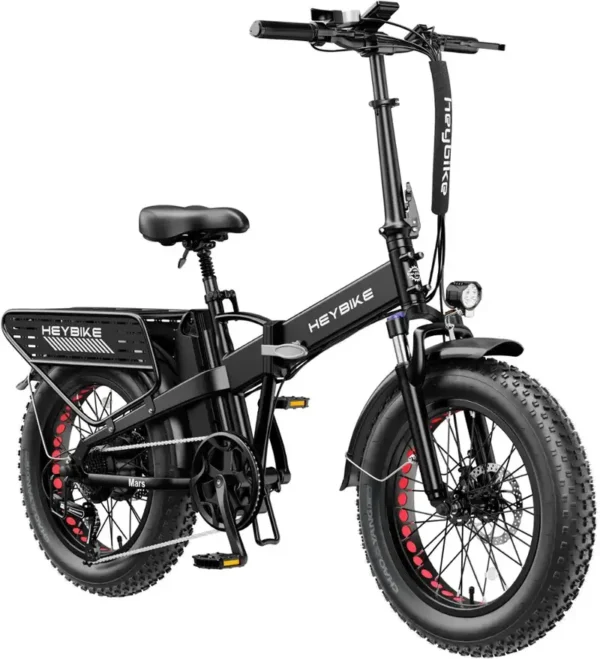 Heybike Fat Tire Mountain Electric Bike, 1200 W, 45 Miles, 1~3 Pedal Assist, Grey