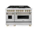 ZLINE Autograph Edition 48″ 6.0 cu. ft. Dual Fuel Range with Gas Stove and Electric Oven Stainless Steel Accents