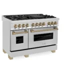 ZLINE Autograph Edition 48″ 6.0 cu. ft. Dual Fuel Range with Gas Stove and Electric Oven Stainless Steel Accents